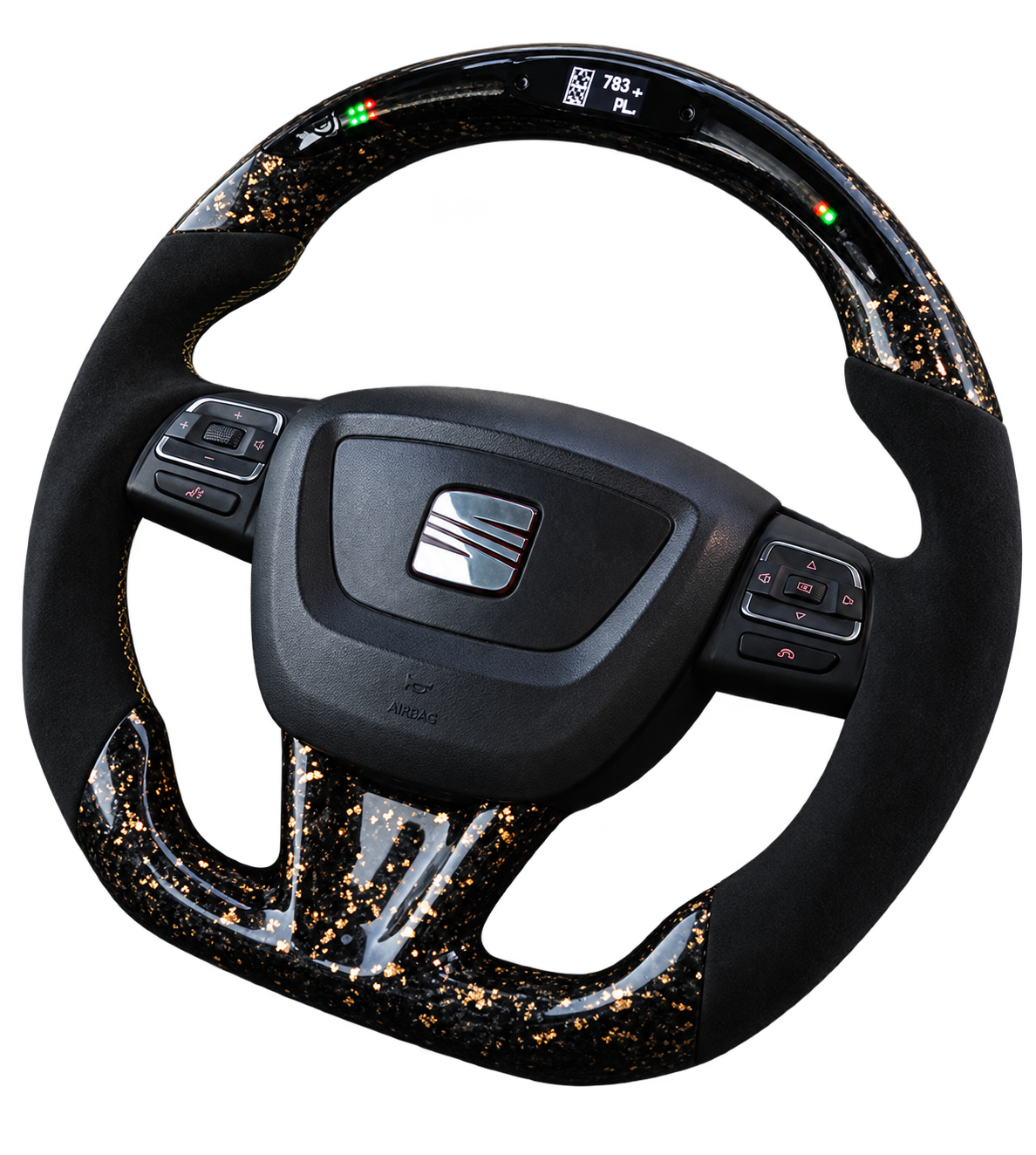 Seat Cupra carbone forgé à éclats colorés avec affichage numérique